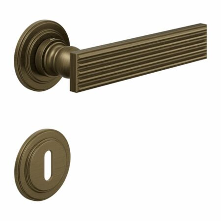 Maniglia Eleonora DND EL13P per porta, rosetta e bocchetta tonda 53x8 mm foro Patent, Ottone finitura Bronzo Satinato Opaco