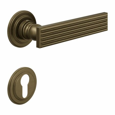 Maniglia Eleonora DND EL13Y per porta, rosetta e bocchetta tonda 53x8 mm foro Yale, Ottone finitura Bronzo Satinato Opaco