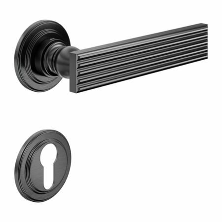 Maniglia Eleonora DND EL13Y per porta, rosetta e bocchetta tonda 53x8 mm foro Yale, Ottone finitura PVD Grafite Satinato