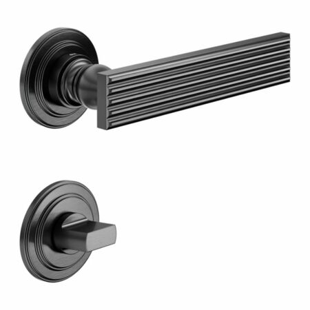 Maniglia Eleonora DND EL13T per porta, rosetta e bocchetta tonda 53x8 mm con nottolino Wc, Ottone finitura PVD Grafite Satinato