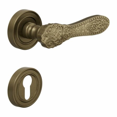 Maniglia Florenza DND 523Y per porta, rosetta e bocchetta tonda 55x12 mm foro Yale, Ottone finitura Bronzo Satinato Opaco