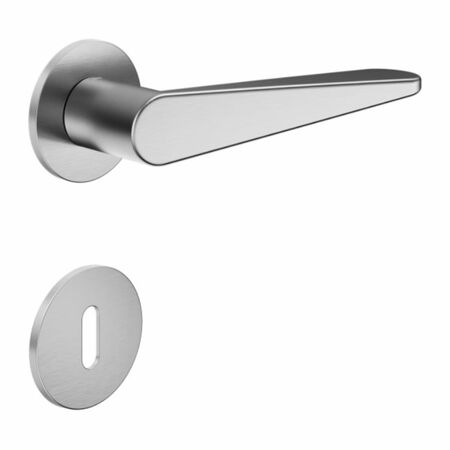 Maniglia Iki DND IK40P per porta, rosetta e bocchetta tonda 50x4 mm foro Patent, Zama finitura Cromo Satinato