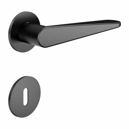 Maniglia Iki DND IK40P per porta, rosetta e bocchetta tonda 50x4 mm foro Patent, Zama finitura Antracite