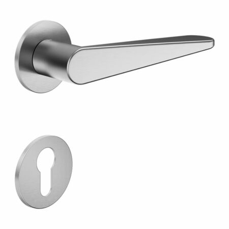 Maniglia Iki DND IK40Y per porta, rosetta e bocchetta tonda 50x4 mm foro Yale, Zama finitura Cromo Satinato