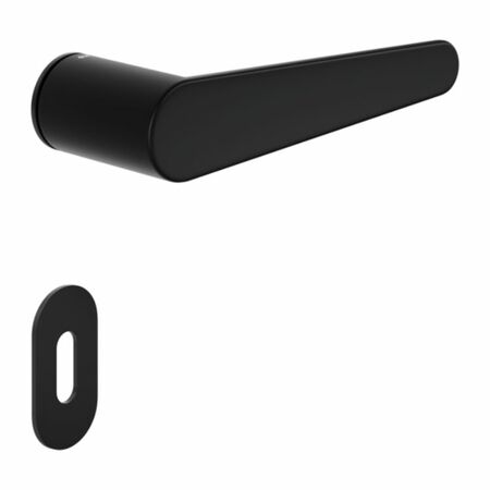 Maniglia Leva DND LV80P per porta, rosetta e bocchetta tonda 50x30 mm foro Patent, Ottone finitura Nero Opaco