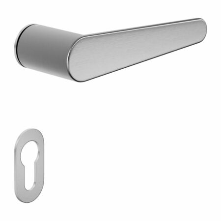 Maniglia Leva DND LV80Y per porta, rosetta e bocchetta tonda 50x30 mm foro Yale, Ottone finitura Cromo Satinato