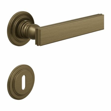 Maniglia Lucrezia DND LT13P per porta, rosetta e bocchetta tonda 53x8 mm foro Patent, Ottone finitura Bronzo Satinato Opaco