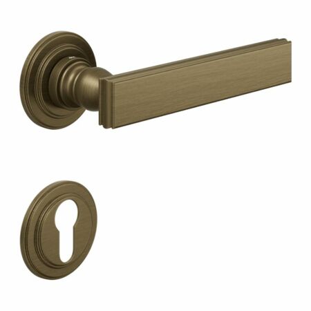 Maniglia Lucrezia DND LT13Y per porta, rosetta e bocchetta tonda 53x8 mm foro Yale, Ottone finitura Bronzo Satinato Opaco
