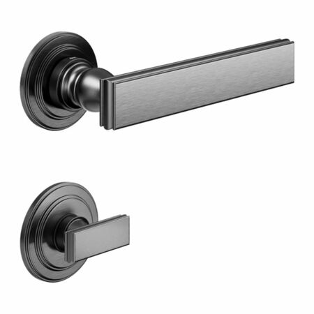 Maniglia Lucrezia DND LT13T per porta, rosetta e bocchetta tonda 53x8 mm con nottolino Wc, Ottone finitura PVD Grafite Satinato