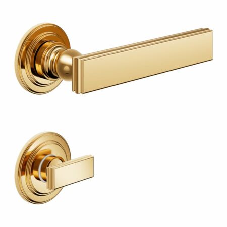 Maniglia Lucrezia DND LT13T per porta, rosetta e bocchetta tonda 53x8 mm con nottolino Wc, Ottone finitura PVD Oro Antico Lucido