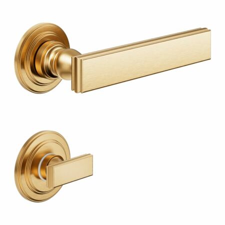 Maniglia Lucrezia DND LT13T per porta, rosetta e bocchetta tonda 53x8 mm con nottolino Wc, Ottone finitura PVD Oro Antico Satinato