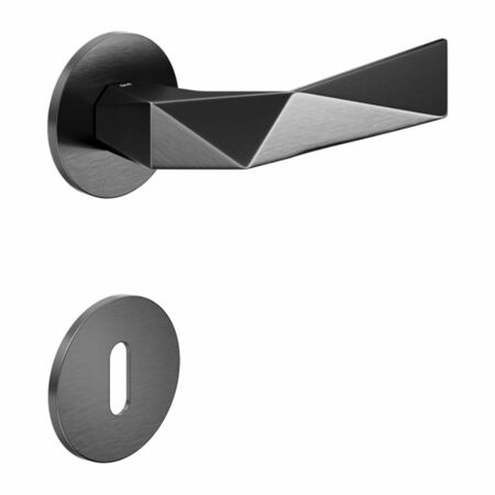 Maniglia Luxury DND LU40P per porta, rosetta e bocchetta tonda 50x4 mm foro Patent, Ottone finitura PVD Grafite Satinato