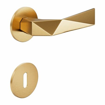 Maniglia Luxury DND LU40P per porta, rosetta e bocchetta tonda 50x4 mm foro Patent, Ottone finitura PVD Oro Antico Satinato