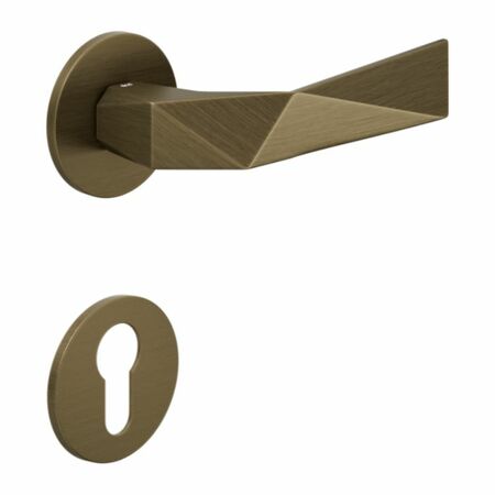 Maniglia Luxury DND LU40Y per porta, rosetta e bocchetta tonda 50x4 mm foro Yale, Ottone finitura Bronzo Satinato Opaco