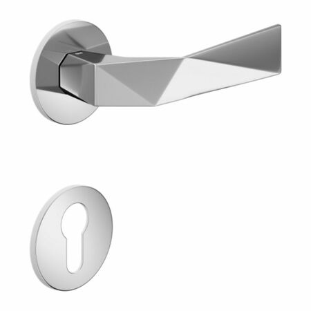Maniglia Luxury DND LU40Y per porta, rosetta e bocchetta tonda 50x4 mm foro Yale, Ottone finitura Cromo Lucido
