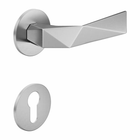 Maniglia Luxury DND LU40Y per porta, rosetta e bocchetta tonda 50x4 mm foro Yale, Ottone finitura Cromo Satinato