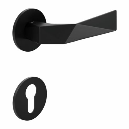 Maniglia Luxury DND LU40Y per porta, rosetta e bocchetta tonda 50x4 mm foro Yale, Ottone finitura Nero