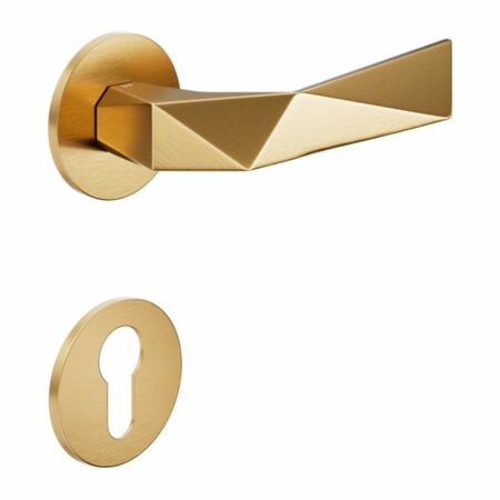 Maniglia Luxury DND LU40Y per porta, rosetta e bocchetta tonda 50x4 mm foro Yale, Ottone finitura PVD Oro Antico Satinato
