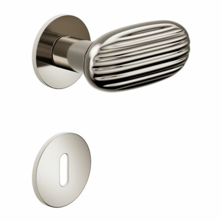 Maniglia Madeleine DND MA40P per porta, rosetta e bocchetta tonda 50x4 mm foro Patent, Ottone finitura PVD Nickel Lucido