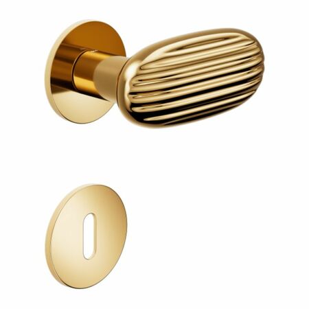 Maniglia Madeleine DND MA40P per porta, rosetta e bocchetta tonda 50x4 mm foro Patent, Ottone finitura PVD Oro Antico Lucido