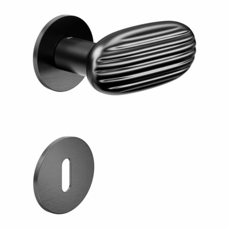 Maniglia Madeleine DND MA40P per porta, rosetta e bocchetta tonda 50x4 mm foro Patent, Ottone finitura PVD Grafite Satinato