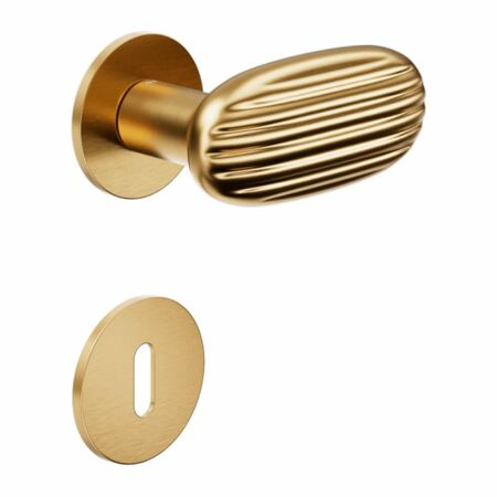 Maniglia Madeleine DND MA40P per porta, rosetta e bocchetta tonda 50x4 mm foro Patent, Ottone finitura PVD Oro Antico Satinato