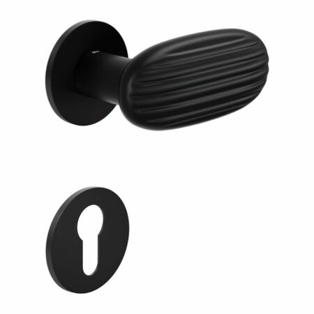 Maniglia Madeleine DND MA40Y per porta, rosetta e bocchetta tonda 50x4 mm foro Yale, Ottone finitura Nero Opaco
