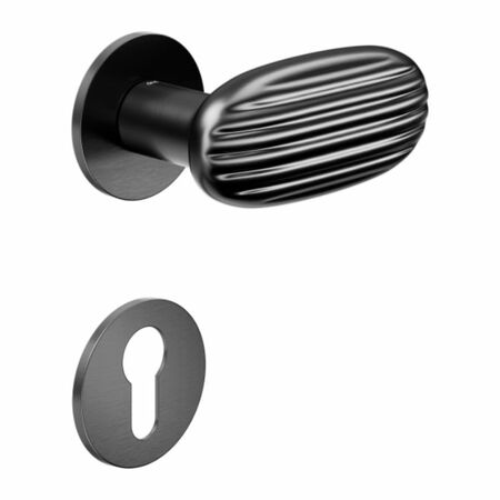 Maniglia Madeleine DND MA40Y per porta, rosetta e bocchetta tonda 50x4 mm foro Yale, Ottone finitura PVD Grafite Satinato