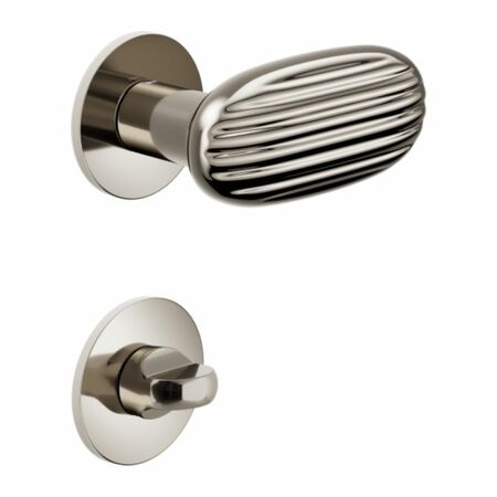 Maniglia Madeleine DND MA40T per porta, rosetta e bocchetta tonda 50x4 mm con nottolino Wc, Ottone finitura PVD Nickel Lucido