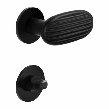 Maniglia Madeleine DND MA40T per porta, rosetta e bocchetta tonda 50x4 mm con nottolino Wc, Ottone finitura Nero Opaco