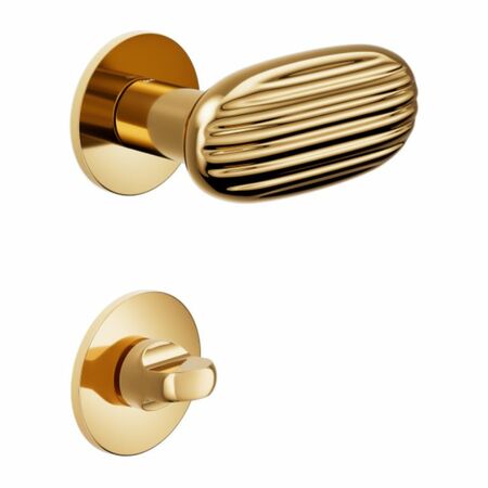 Maniglia Madeleine DND MA40T per porta, rosetta e bocchetta tonda 50x4 mm con nottolino Wc, Ottone finitura PVD Oro Antico Lucido