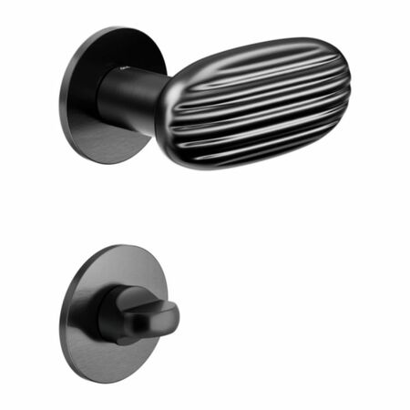 Maniglia Madeleine DND MA40T per porta, rosetta e bocchetta tonda 50x4 mm con nottolino Wc, Ottone finitura PVD Grafite Satinato
