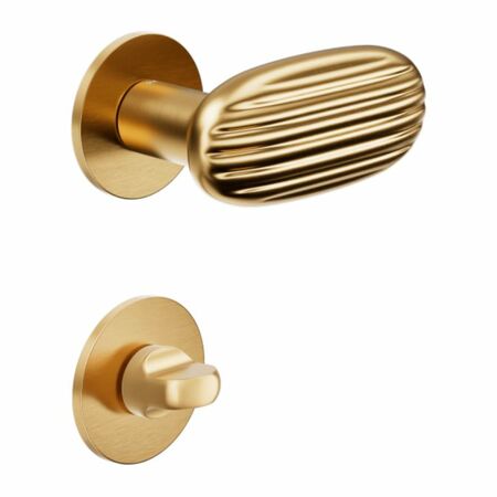 Maniglia Madeleine DND MA40T per porta, rosetta e bocchetta tonda 50x4 mm con nottolino Wc, Ottone finitura PVD Oro Antico Satinato