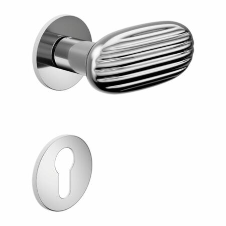 Maniglia Madeleine DND MA40Y per porta, rosetta e bocchetta tonda 50x4 mm foro Yale, Ottone finitura Cromo Lucido