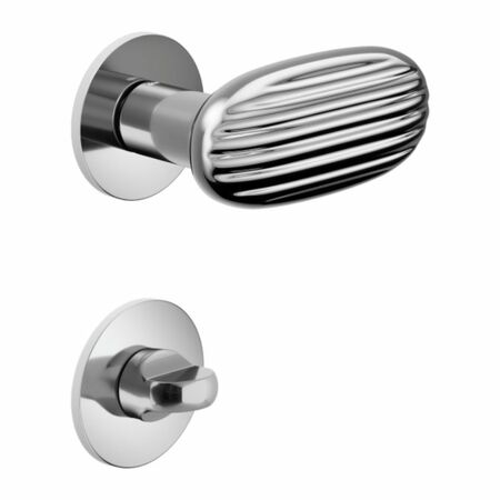 Maniglia Madeleine DND MA40T per porta, rosetta e bocchetta tonda 50x4 mm con nottolino Wc, Ottone finitura Cromo Lucido