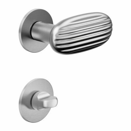 Maniglia Madeleine DND MA40T per porta, rosetta e bocchetta tonda 50x4 mm con nottolino Wc, Ottone finitura Cromo Satinato