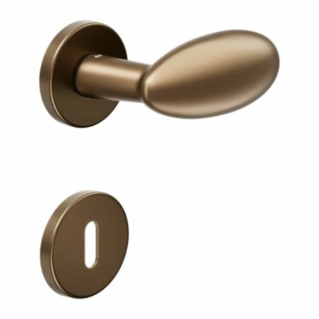 Maniglia Ovum DND DN62-12P per porta, rosetta e bocchetta tonda 50x7 mm foro Patent, Ottone finitura Bronzo Sabbiato Opaco