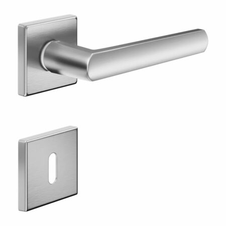 Maniglia Project 02 DND PR14P per porta, rosetta e bocchetta quadra 50x7 mm foro Patent, Ottone finitura Cromo Satinato