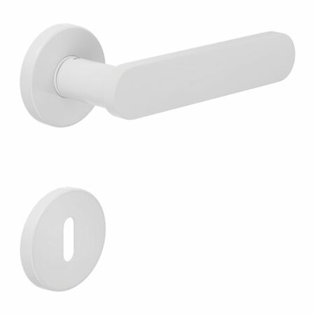 Maniglia Short DND SH12P per porta, rosetta e bocchetta tonda 50x7 mm foro Patent, Ottone finitura Bianco