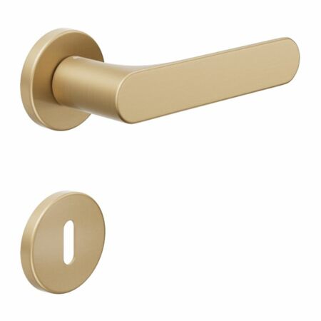Maniglia Spot DND SO12P per porta, rosetta e bocchetta tonda 50x7 mm foro Patent, Zama finitura Oro Satinato