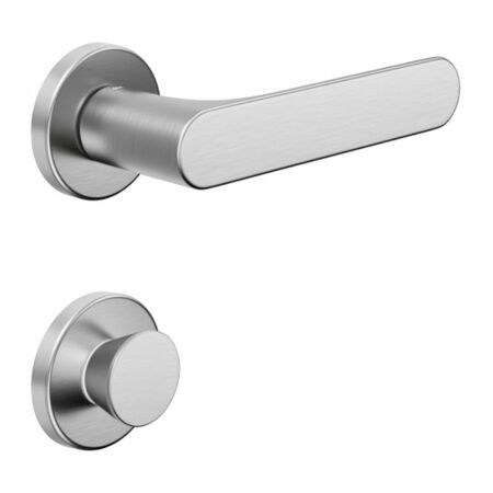 Maniglia Spot DND SO12T per porta, rosetta e bocchetta tonda 50x7 mm con nottolino Wc, Zama finitura Cromo Satinato