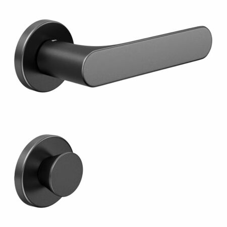 Maniglia Spot DND SO12T per porta, rosetta e bocchetta tonda 50x7 mm con nottolino Wc, Zama finitura Antracite