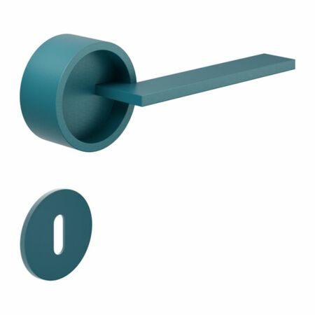 Maniglia Timeless DND TL01P per porta, rosetta e bocchetta tonda 50x4 mm foro Patent, Alluminio finitura Turchese