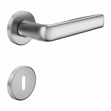 Maniglia Viva DND VV12P per porta, rosetta e bocchetta tonda 50x7 mm foro Patent, Ottone finitura Cromo Satinato