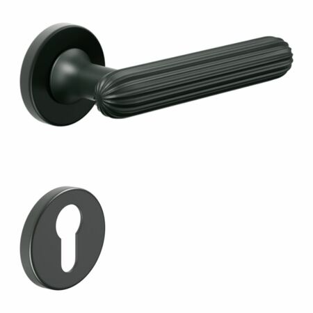 Maniglia Zeppelin DND ZP12Y per porta, rosetta e bocchetta tonda 50x7 mm foro Yale, Ottone finitura Verde