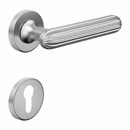 Maniglia Zeppelin DND ZP12Y per porta, rosetta e bocchetta tonda 50x7 mm foro Yale, Ottone finitura Cromo Satinato