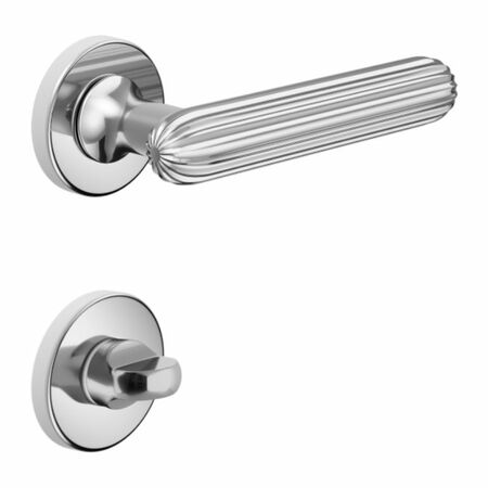 Maniglia Zeppelin DND ZP12T per porta, rosetta e bocchetta tonda 50x7 mm con nottolino Wc, Ottone finitura Cromo Lucido