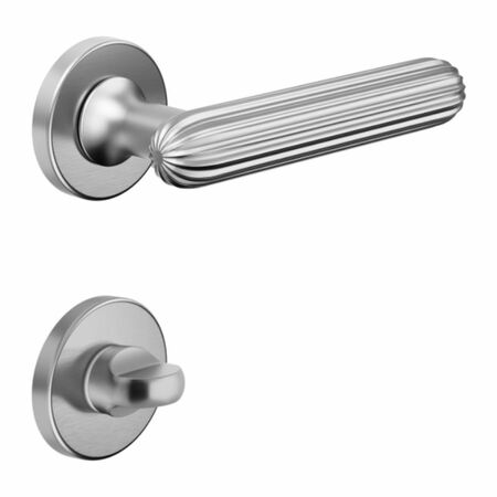 Maniglia Zeppelin DND ZP12T per porta, rosetta e bocchetta tonda 50x7 mm con nottolino Wc, Ottone finitura Cromo Satinato
