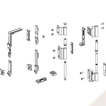 Meccanismo base GS990 Giesse per chiusura anta a ribalta, profilo Allco5, manovra cremonese, portata 100 Kg, Acciaio e Zama finitura Bianco Ral 9002