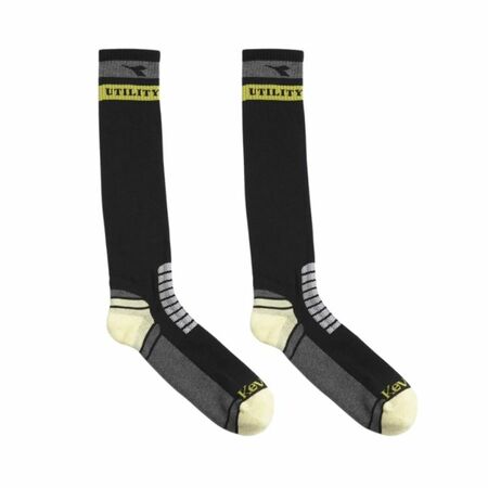 Calzini tecnici invernali Technical Win Socks Diadora, calza da lavoro in cotone taglia 39-42, colore Nero Grigio Gabbiano